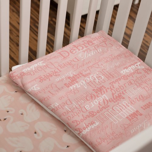 Custom Girl Color Names Personalized Pink Swaddle Blanket