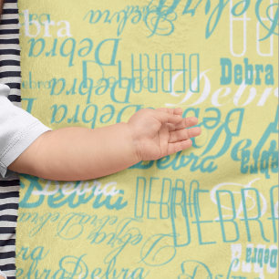 custom girl color names, personalized yellow receiving blanket