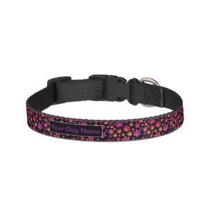 Custom Girl Dog Name colorful Paw Pattern Pet Collar