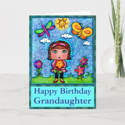 Custom Girl  Flower Art Birthday Greeting Card