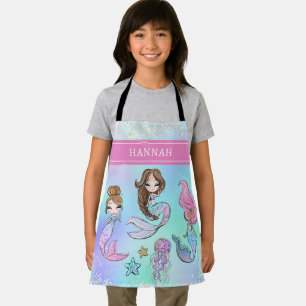 Custom Girl Name Cute Mermaid Apron