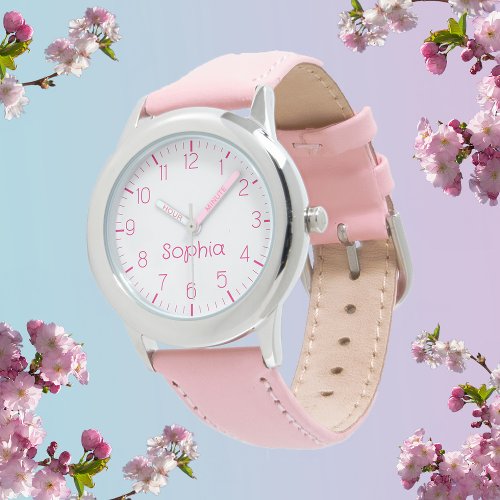 Custom Girl Name Pink Kids Watch