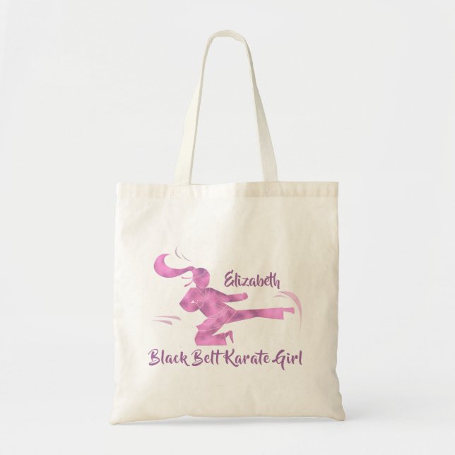 Custom Girl Silhouette Japan Martial Arts Karate Tote Bag (Front)