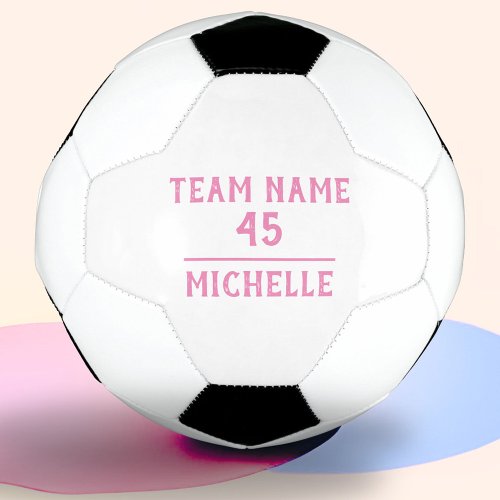 Custom Girl Soccer Ball with Team Name Number