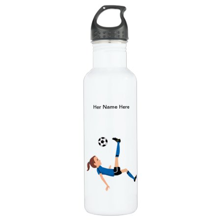 Custom Girl Soccer Player Themed Water Bottle