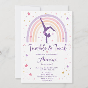 Custom Girl Sports Gymnastics Birthday Invitation