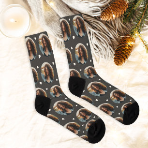 Custom Girlfriend Photo Charcoal Gray Love Socks
