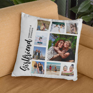 Custom Girlfriend Photo Collage Throw Pillow
