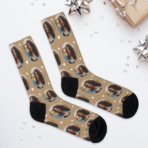 Custom Girlfriend Photo Tan Love Socks