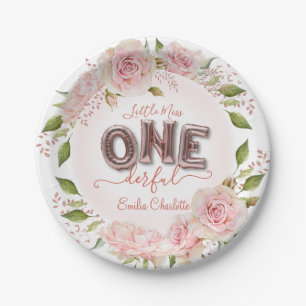 Custom Girls First Birthday Balloons Paper Plates