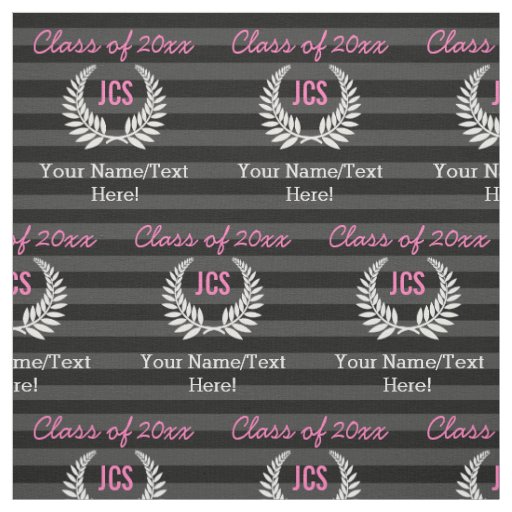 Custom Girls Graduation Party Black Pink Monogram Fabric