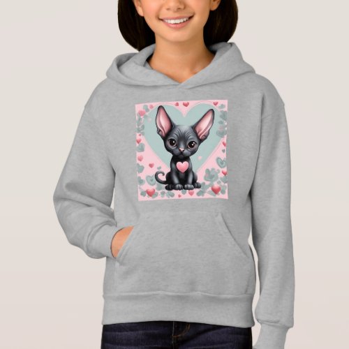 Custom Girls Hoodie Sphynx Kitten Kitty Heartsn