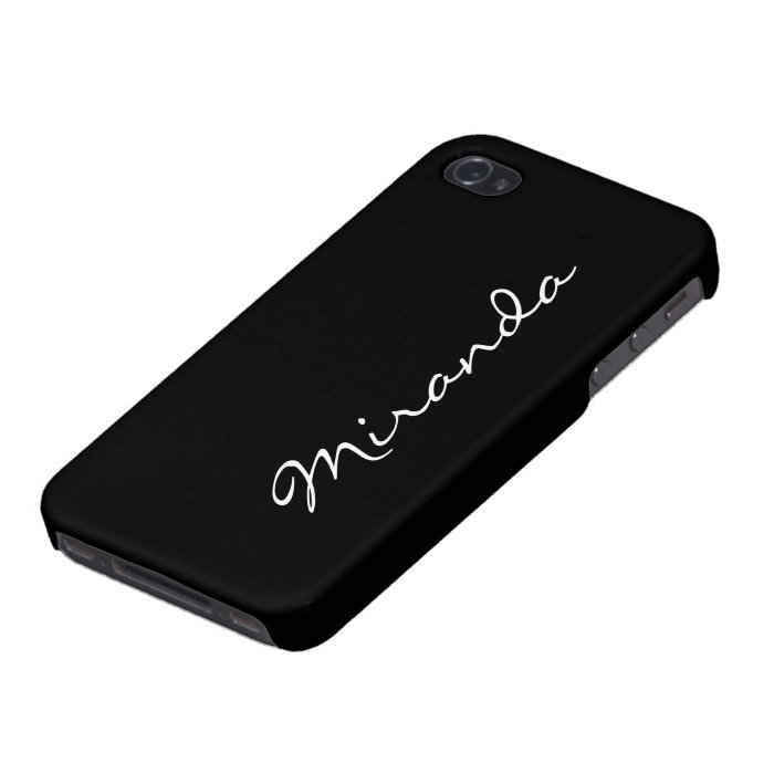 Custom girls name initial letter M black stylish iPhone 4/4S Cover