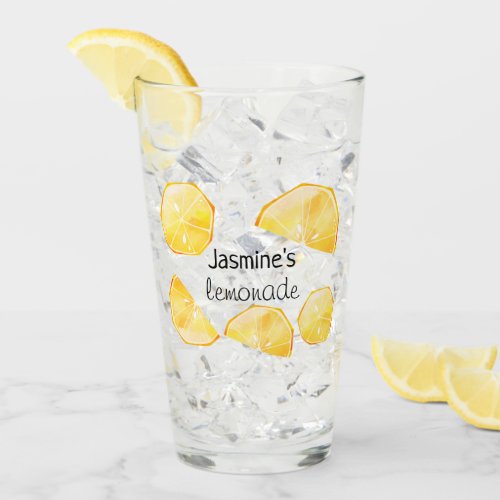 Custom Girls Name Lemon Slices Lemonade Glass