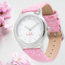 Custom Girls Name Pink Glitter Strap Kids Watch