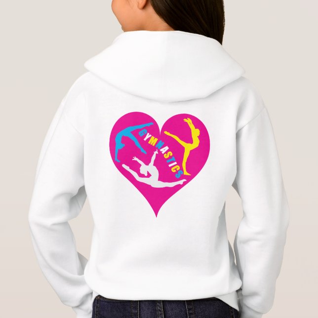 Custom Girls Pink Blue Yellow Gymnastics Hoodie (Back)