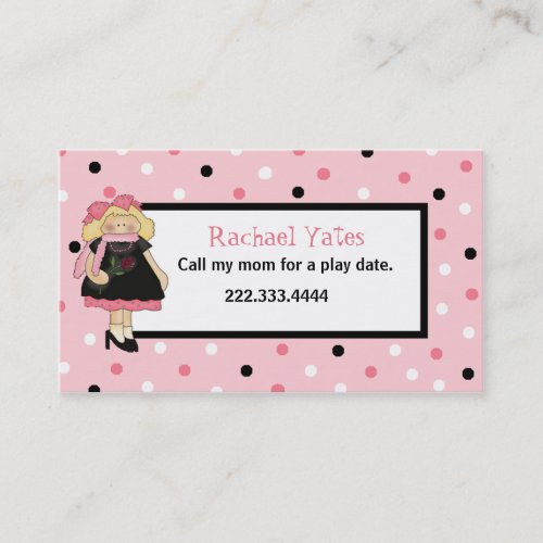Custom Girl's Play Date Enclosure Card Business Card