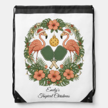 Custom Girl's Preppy Pickleball Tropical Christmas