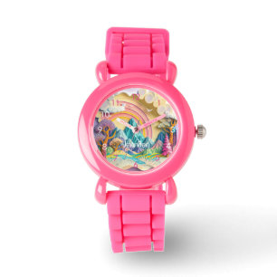Custom Girls Rainbow Nature Name Watch