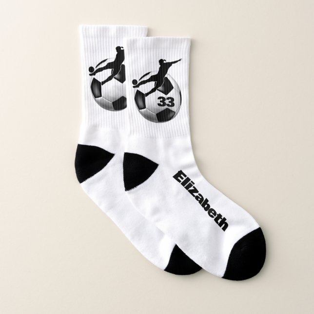 custom girls soccer socks w name jersey number (Pair)