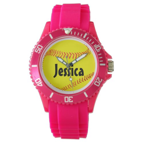 Custom Girls Sporty Pink FastpitchSoftball Watch