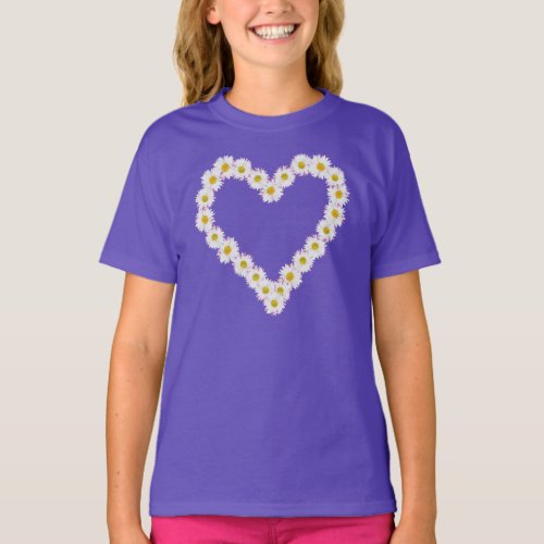Custom Girls T_shirt Heart_shaped Daisychain T_Shirt