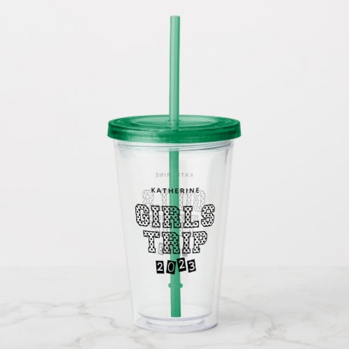 Custom Girls Trip 2023 Girls Weekend Vacation Acrylic Tumbler