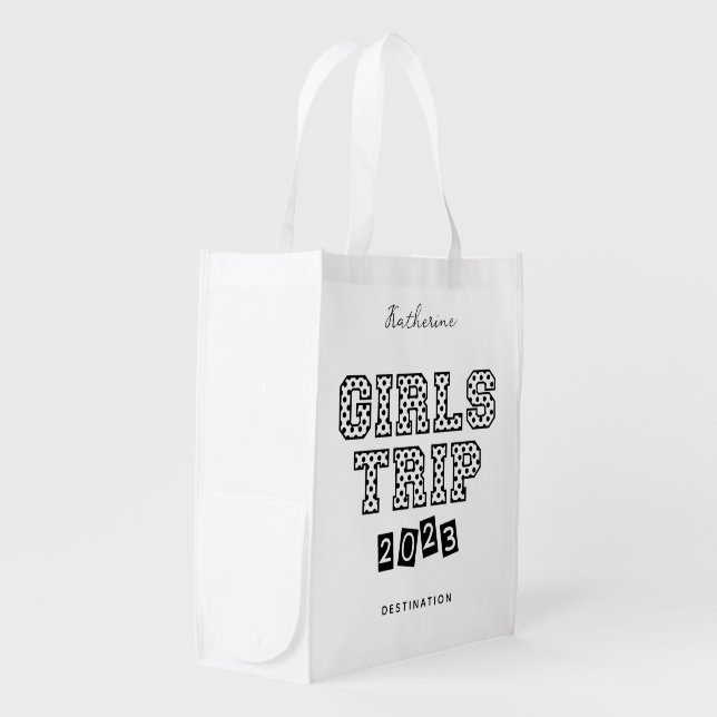 Custom Girls Trip 2023 Girls Weekend Vacation Grocery Bag (Front Side)