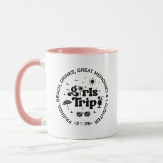 Custom Girls Trip Beach Drinks Sun Palm Tree  Mug