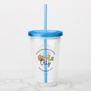 Custom Girls Trip Cute Girls weekend vacation Acrylic Tumbler
