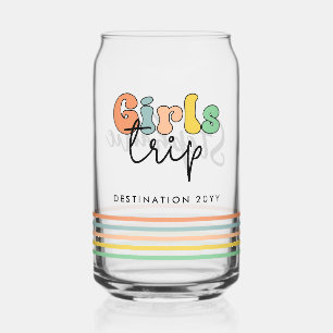 Custom Girls Trip   Cute Girls weekend vacation Can Glass