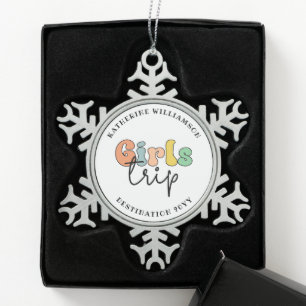 Custom Girls Trip Cute Girls weekend vacation Snowflake Pewter Christmas Ornament