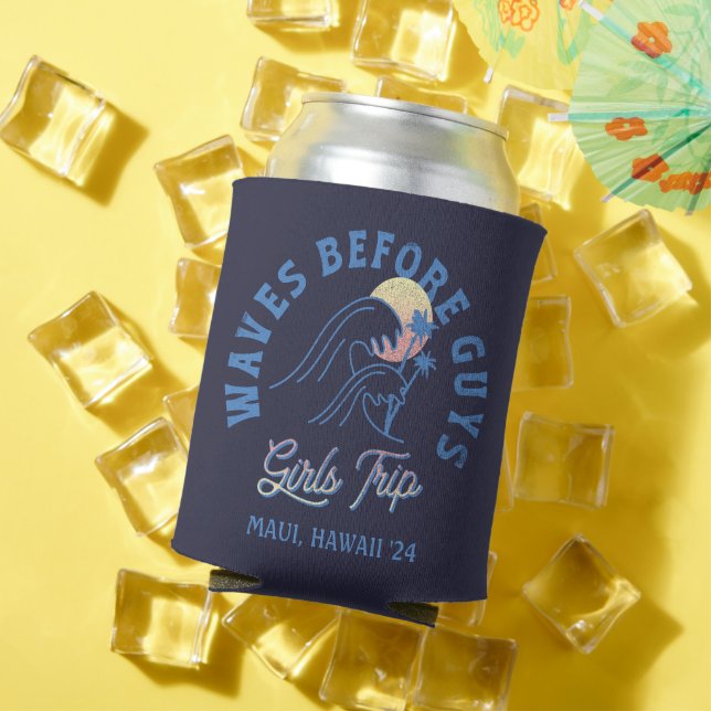 Custom Girls Trip Destination Summer Beach Group Can Cooler (In Situ Summer)