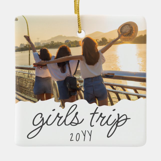 Custom Girls Trip | Girls weekend Getaway Souvenir Ceramic Ornament (Front)