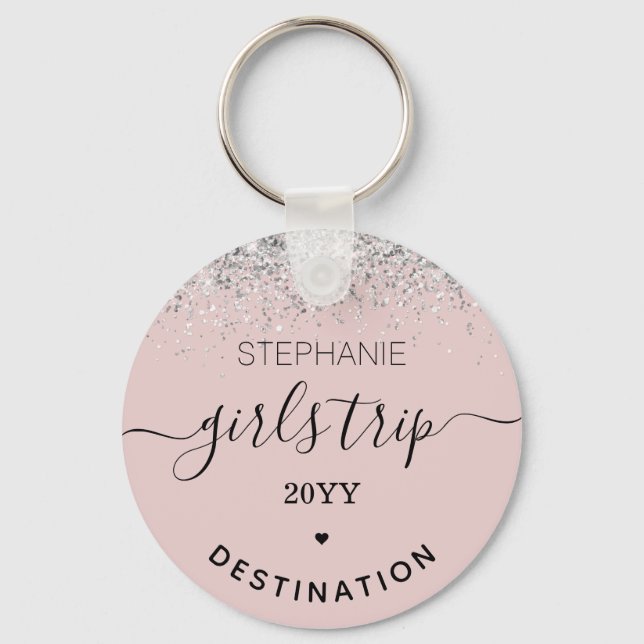 Custom Girls Trip | Girls Weekend Glitter Confetti Keychain (Front)