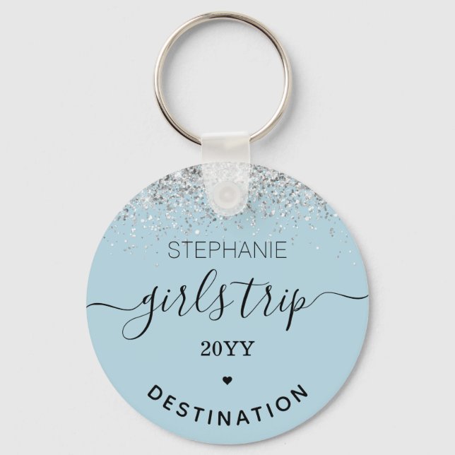 Custom Girls Trip | Girls Weekend Glitter Confetti Keychain (Front)