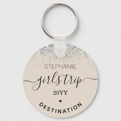 Custom Girls Trip  Girls Weekend Glitter Confetti Keychain