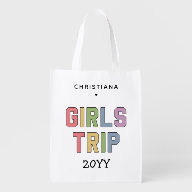 Custom Girls Trip Girls Weekend Vacation Getaway Grocery Bag (Front)
