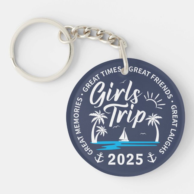 Custom Girls Trip Group Matching Beach Vacation Keychain (Front)