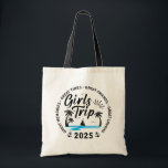 Custom Girls Trip Group Matching Beach Vacation Tote Bag<br><div class="desc">This custom Girls Trip T-shirt is the perfect uniform for your 2025 girls trip,  bachelorette bash,  beach trip,  or weekend getaway. This tote bag is perfect for group photos,  beach walks,  wine tours,  or just causing a little stylish chaos.</div>