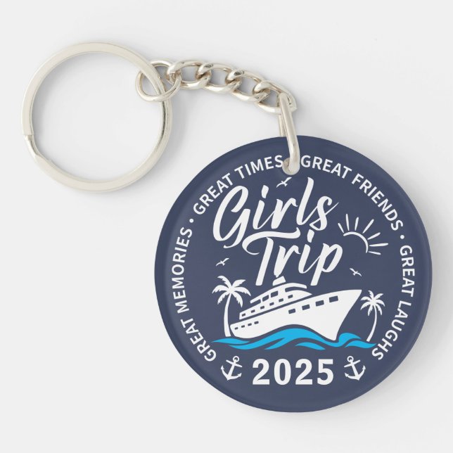 Custom Girls Trip Group Matching Cruise Vacation Keychain (Front)