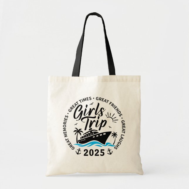 Custom Girls Trip Group Matching Cruise Vacation Tote Bag (Front)