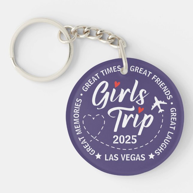 Custom Girls Trip Group Matching Vacation  Keychain (Front)