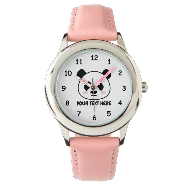 Custom girl's watch with cute panda bear cartoon (Front)