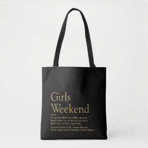 Custom Girls Weekend Definition Black And Gold Tote Bag