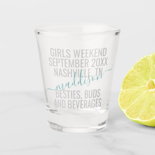 Custom Girls Weekend Friends Trip Personalized Shot Glass (Front)