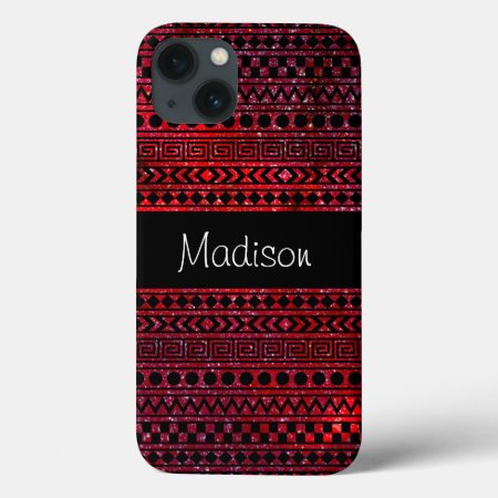 Custom Girly Aztec Red Galaxy Iphone 13 Case