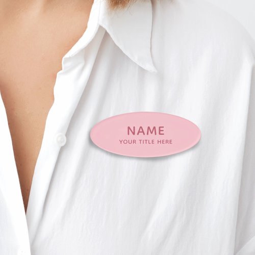 Custom Girly Blush Pink Simple Basic Modern Title Name Tag