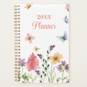 Custom Girly Cute Wildflowers and Butterflies Planner