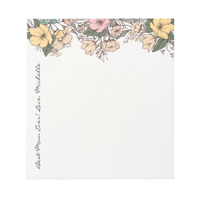 Custom Girly Floral Mother's Day Notepad Gift (Front)